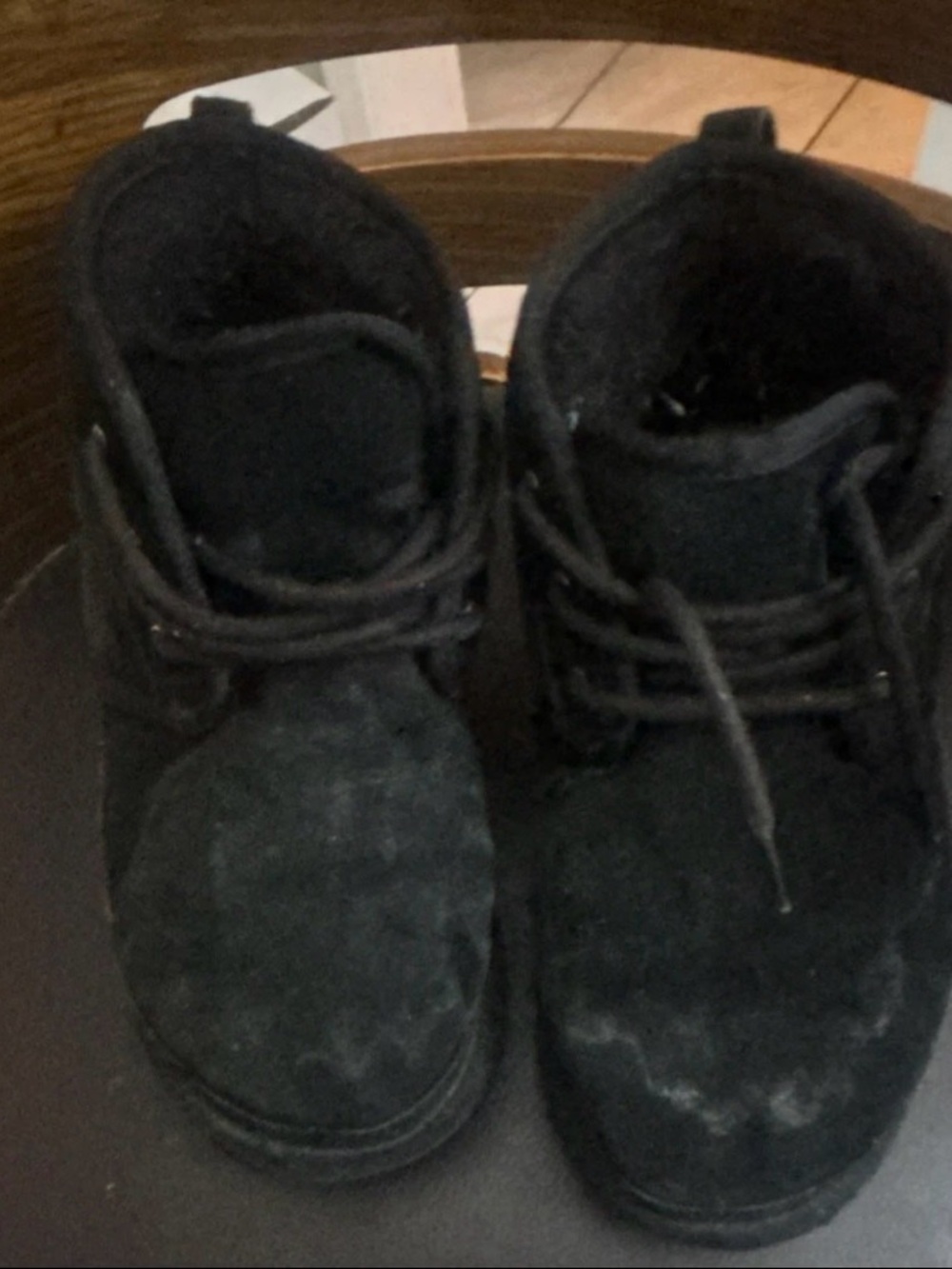 UGG Black Kids Suede Lace-Up Boots